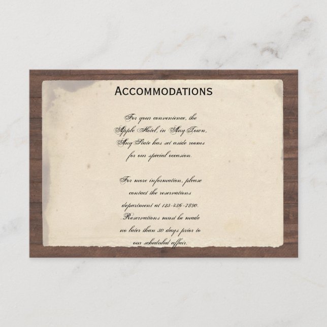 Country Wheat Grass on Parchment Wedding Enclosure Card (Front)