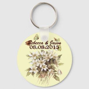 country white wildflower pastel yellow wedding key ring