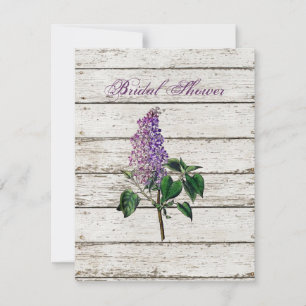 country whitewashed barn wood purple lilac wedding invitation