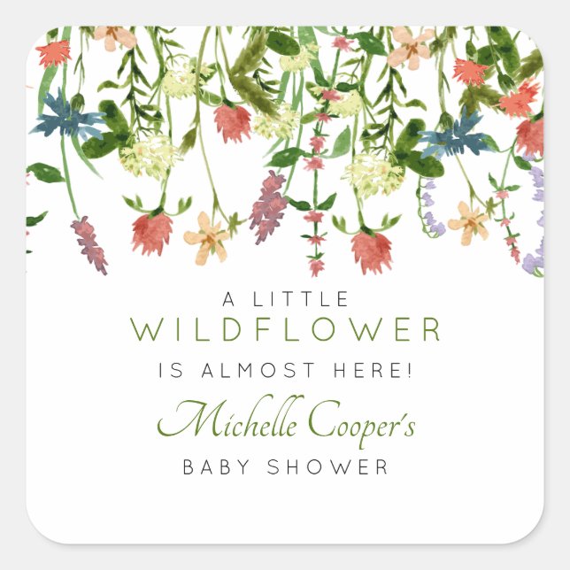 Country Wildflower Baby Shower Square Sticker (Front)