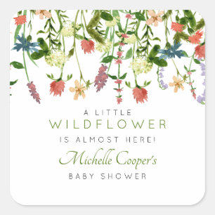 Country Wildflower Baby Shower Square Sticker