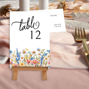 Country Wildflower Colourful Floral Wedding Table Number