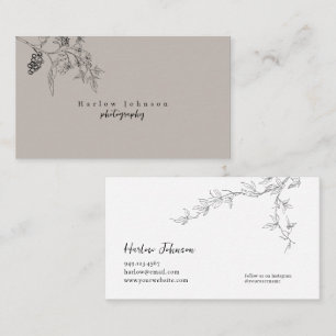 Country Wildflower Floral Botanical Line Drawing Business Card