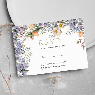Country wildflower flowers rustic RSVP Invitation