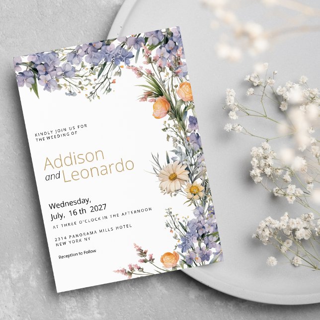 Country wildflower flowers rustic Wedding Invitation (Country wildflower flowers rustic Wedding)