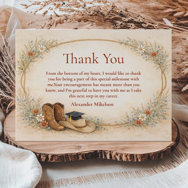 Country Wildflower Graduation Party Thank You Card (Creator Uploaded)
