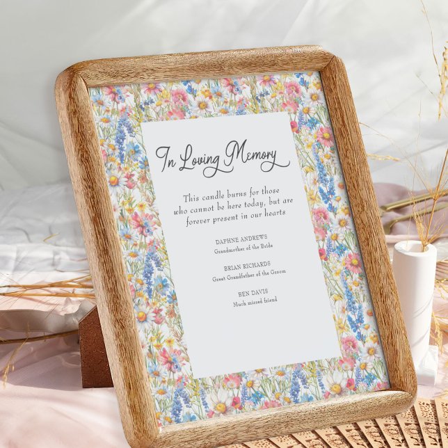 Country Wildflower In Loving Memory Wedding Sign (Wedding remembrance sign from the Country Wildflower Wedding Collection by Darling & May)