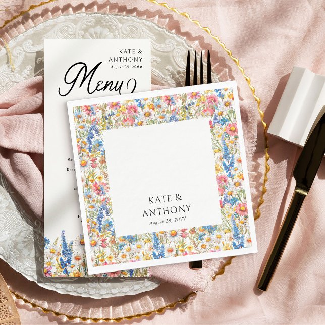 Country Wildflower Multi-Colour Floral Wedding Napkin (Napkins from Country Wildflower Wedding Collection by Darling & May)