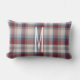 Country Winter Berry Hues Plaid Lumbar Cushion
