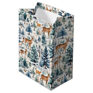 Country Winter Deer & Snowy Forest Medium Gift Bag