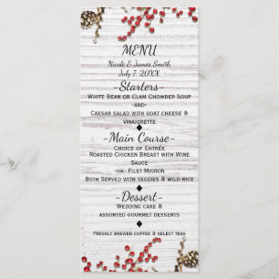 Country Winter Holiday Berries & Pine Cone Menu