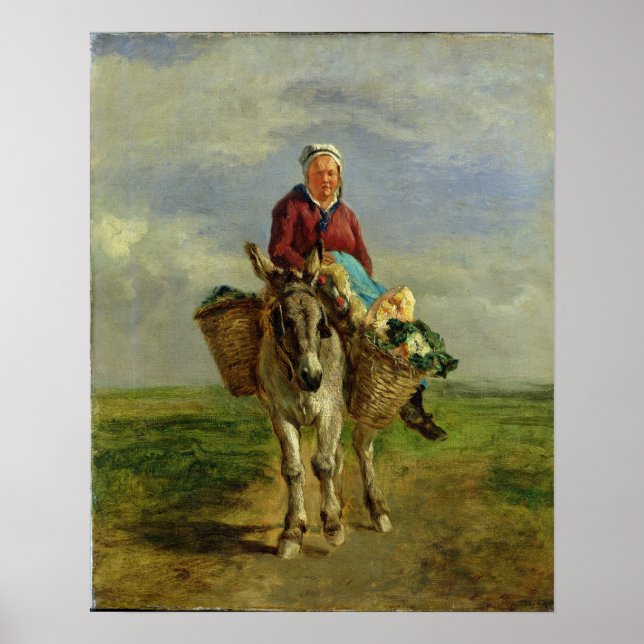 Country Woman Riding a Donkey Poster (Front)