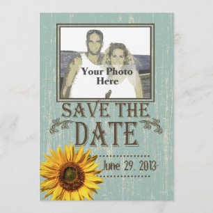 Country Wood and Sunflower Photo Save the Date