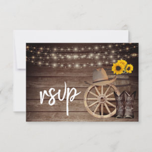Country Wood Barrel with Sunflowers - RSVP Card