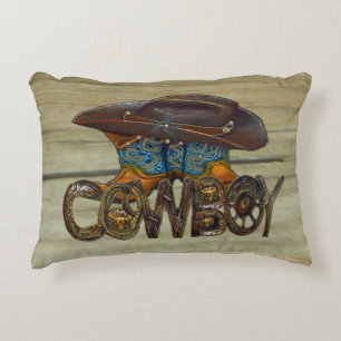 Country Wood Cowboy Decorative Cushion