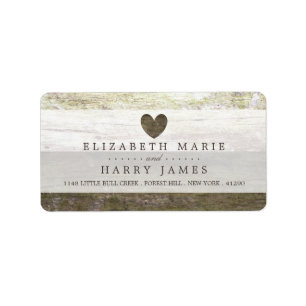Country Wood Heart Wedding Label