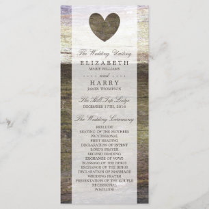 Country Wood Heart Wedding Program Programme