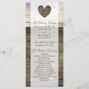 Country Wood Heart Wedding Program Programme