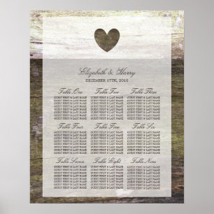 Country Wood Heart Wedding Seating Chart