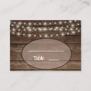 Country Wood Lights Ball Jar Place Card