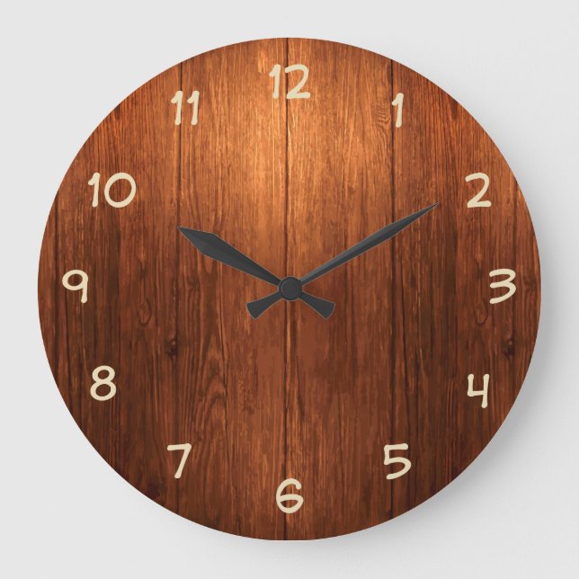 Country Wood Look Kitchen Clock (Front)