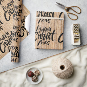 Country Wood Merry Christmas Christian Religious Wrapping Paper