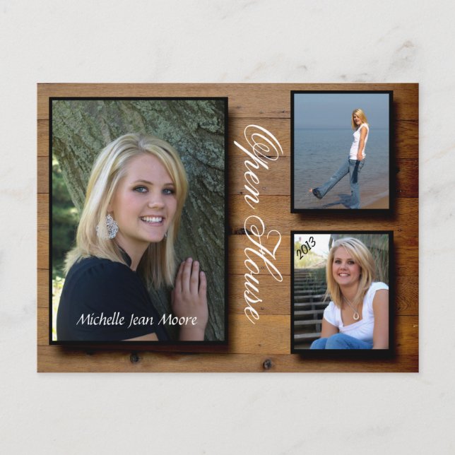 Country Wood Open House Invitation Postcard (Front)