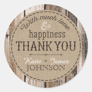 Country Wood Planks Rustic Thank You Wedding Label