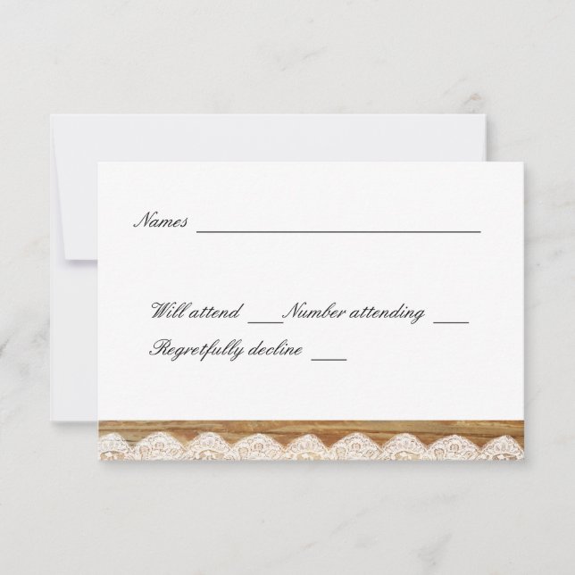 Country Wood Sunflower Lace Rsvp (Front)