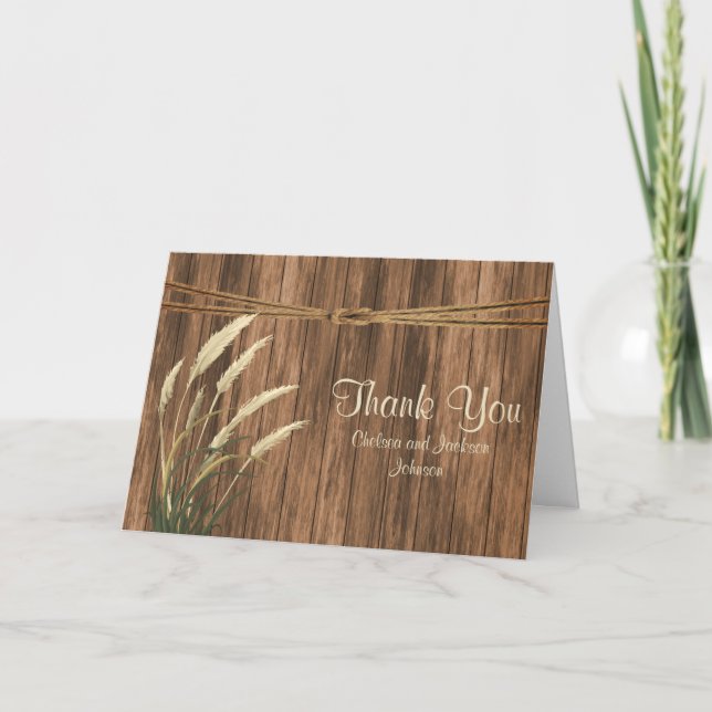 Country Wood with Wheat Thank You Card (Front)