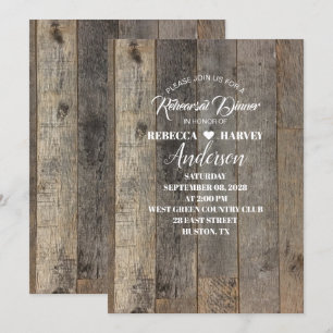 country woodgrain barn wedding rehearsal dinner invitation