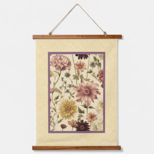 Country yellow floral faux textured pattern hanging tapestry