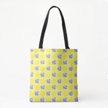Country Yellow Gingham With Purple Flowers