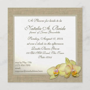 Country Yellow Orchid Bridal Shower Invitation