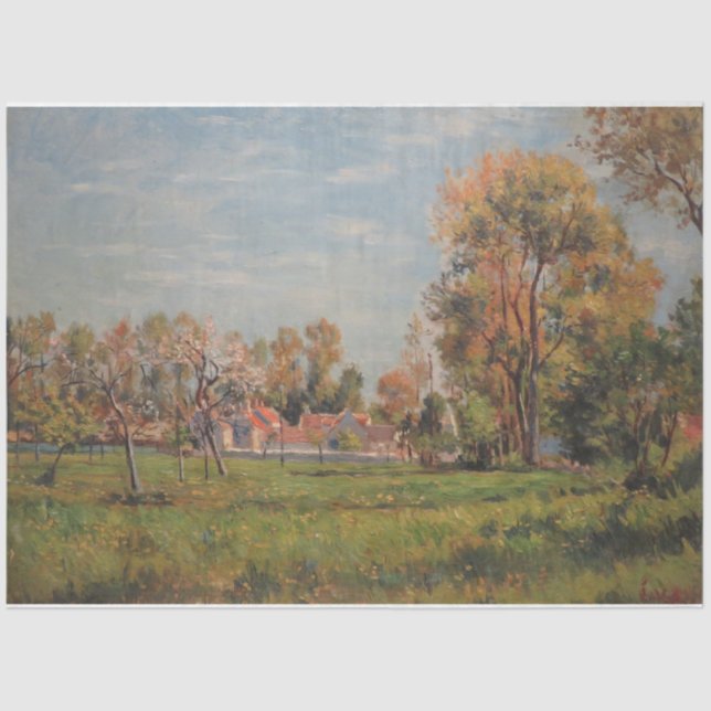 Countryside around Lagny, France (Rural Landscape) Tissue Paper (Front)