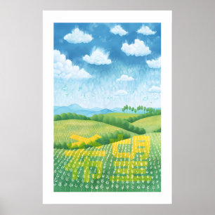 Countryside Art Print Japanese Kanji Hope