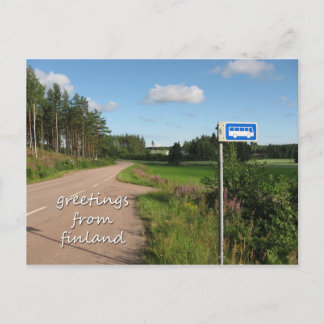 Countryside Bus Stop in Finland Postcard