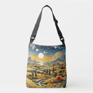 Countryside Concept Abstract Colourful Scenery Art Crossbody Bag