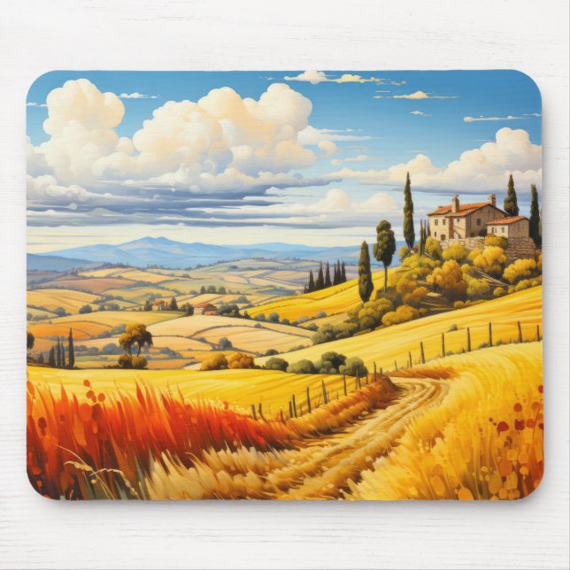 Countryside Concept Abstract Colourful Scenery Art Mouse Mat (Front)