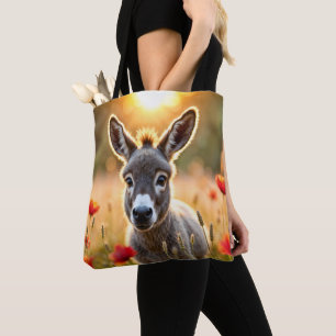 Countryside donkey curious eyes peaceful art tote bag