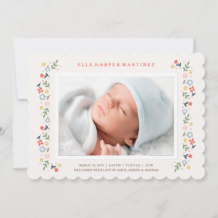 Countryside Florals Birth Announcement - Red