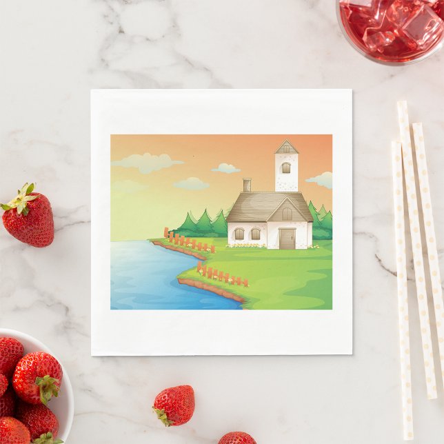 Countryside House by the Lake Napkin (Creator Uploaded)