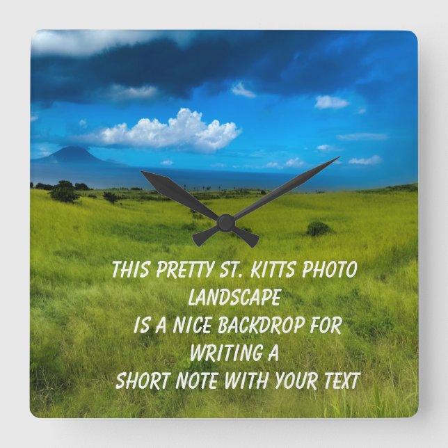 Countryside Landscape of Saint Kitts Square Wall Clock (Front)
