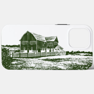 Countryside landscape woodcut style farm house iPhone 13 pro max case