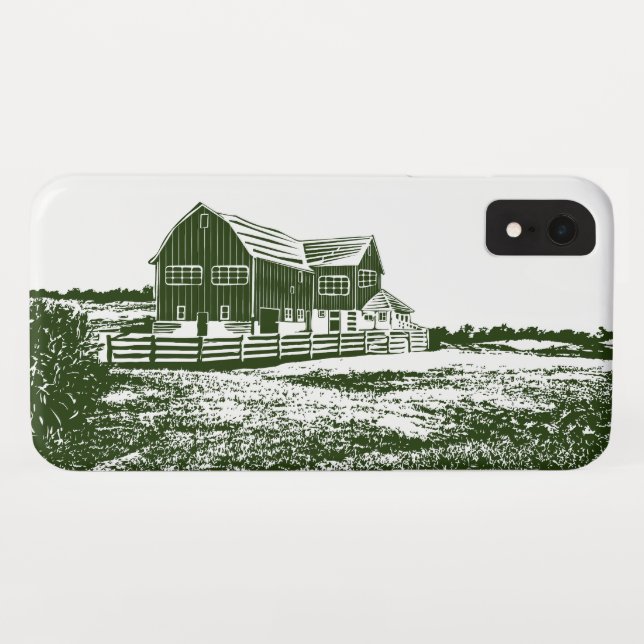 Countryside landscape woodcut style farm house Case-Mate iPhone case (Back (Horizontal))