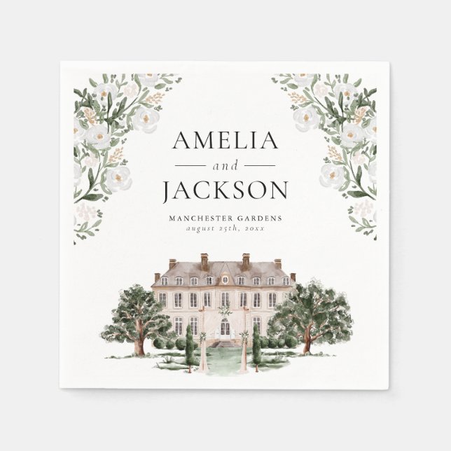 Countryside Manor Wedding Invitation Napkin (Front)