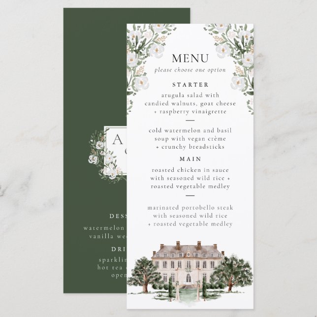 Countryside Manor Wedding Menu (Front/Back)