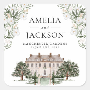 Countryside Manor Wedding Square Sticker