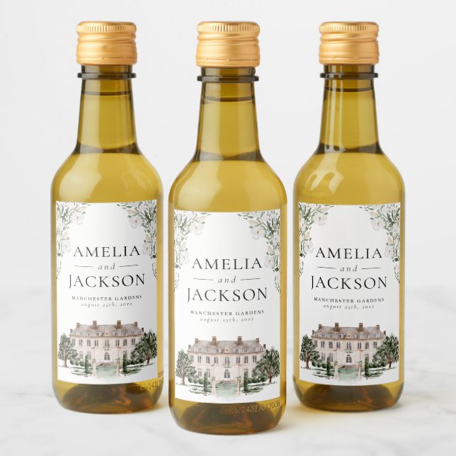 Countryside Manor Wedding Wine Label (Bottles)