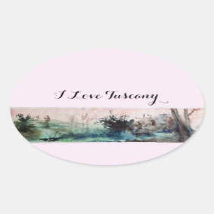 COUNTRYSIDE OF MAREMMA  TUSCANY LANDCSAPE OVAL STICKER